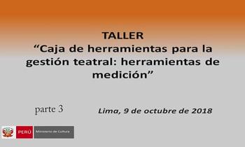 Taller Red de Teatros "Caja de herramientas para la gestión teatral: herramientas de medición" parte 3